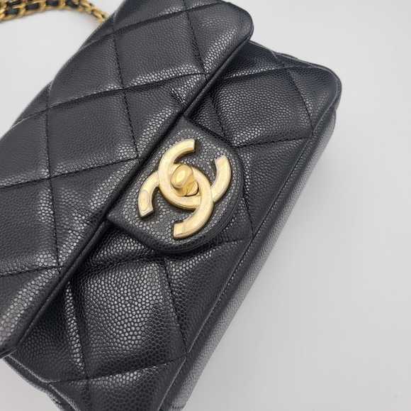 Brand new authentic 22A Chanel twist your button caviar mini flap bag - Picture 12 of 16